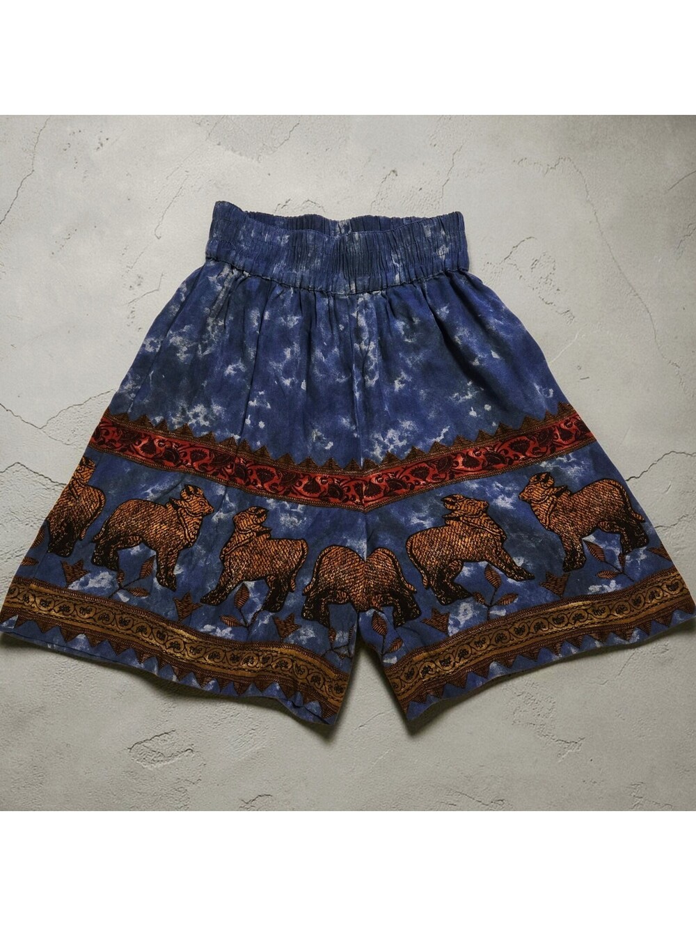 Vintage Platinum Dorothy Schoelen Boho Animal Print Shorts Wide Leg Tie Dye P S